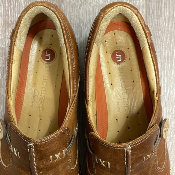 Clarks Unstructured Un.Loop Slip On Brown Leather Comfort Shoe 9.5N - Picture 6 of 16
